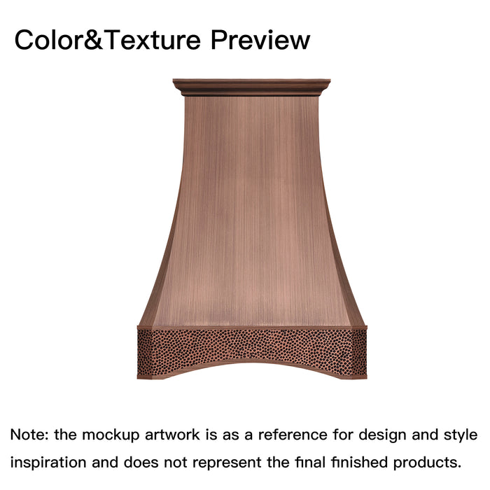 RHM Copper Custom Sweep Range Hood with Arch for Marla