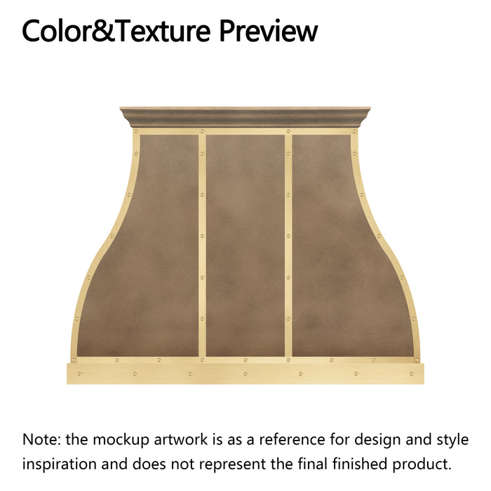 RHM Custom Brass Range Hood with Rivets H1-C4BT-2 for Vicki