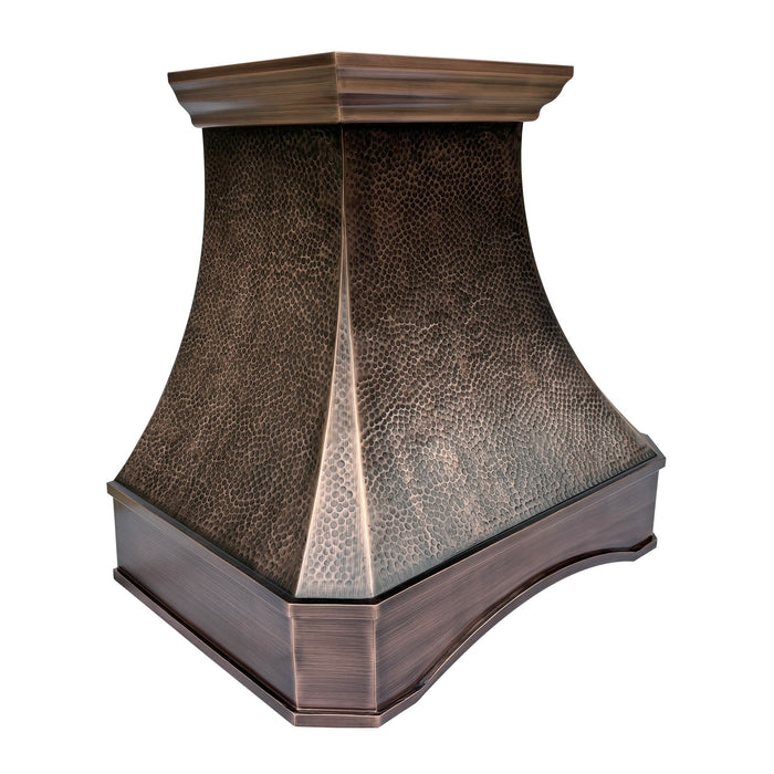 Hammered Copper Wall Mount Range Hood with Arch Design 30-1/2" W x 30" H VH26  (in-stock)
