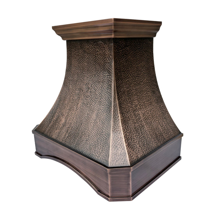 Hammered Copper Wall Mount Range Hood with Arch Design 30-1/2" W x 30" H VH26  (in-stock)