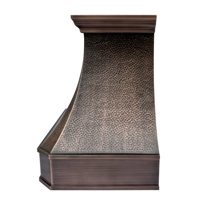 Hammered Copper Wall Mount Range Hood with Arch Design 30-1/2" W x 30" H VH26  (in-stock)