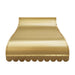 Brass range hood with  scalloped apron design for luxury kitchens