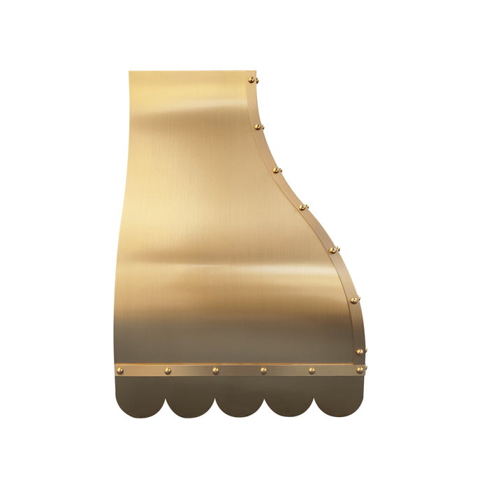 Custom brass range hood with  various options for kitchens