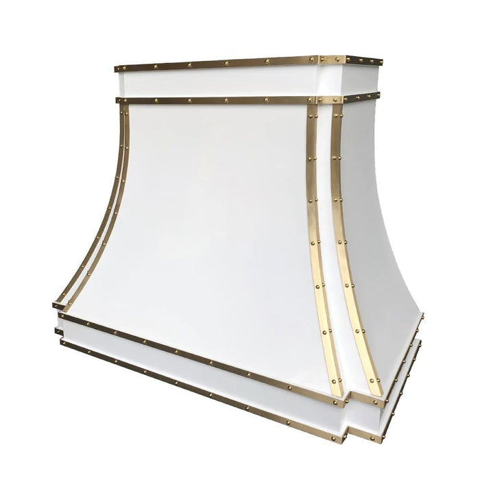 RHM Sweep Stainless Steel Custom Range Hood with Brass Accent H33 for Qartoumy