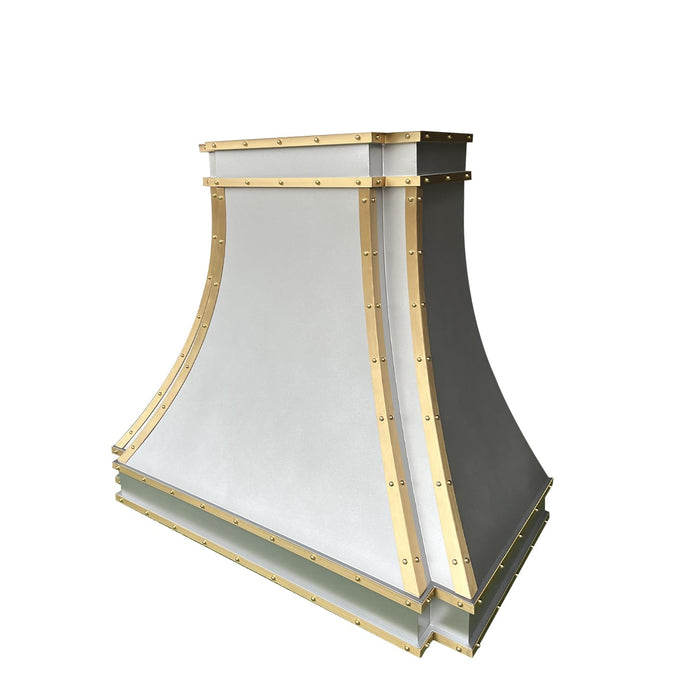 RHM Sweep Stainless Steel Custom Range Hood with Brass Accent H33 for Qartoumy