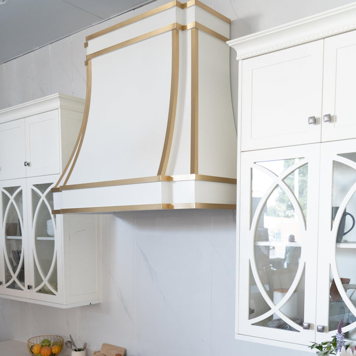 RHM Sweep Stainless Steel Custom Range Hood with Brass Accent H33 for Qartoumy