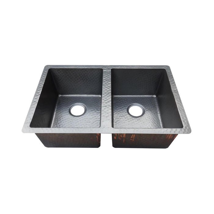 50/50 Offset Equal Bowl Copper Undermount Kitchen Sink Copper Tailor