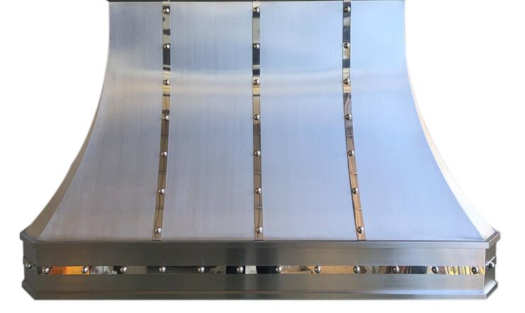 Custom Stainless Steel Range Hood with Polished Straps&Rivets for Richard