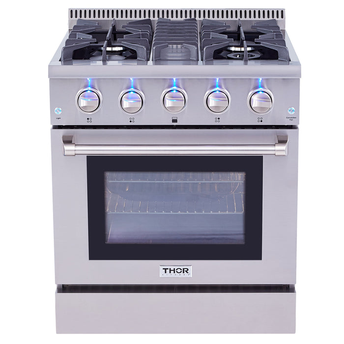 Thor Kitchen 30 in. Professional Dual Fuel Range in Stainless Steel with 4 Burners 4.2 cu. ft. Oven