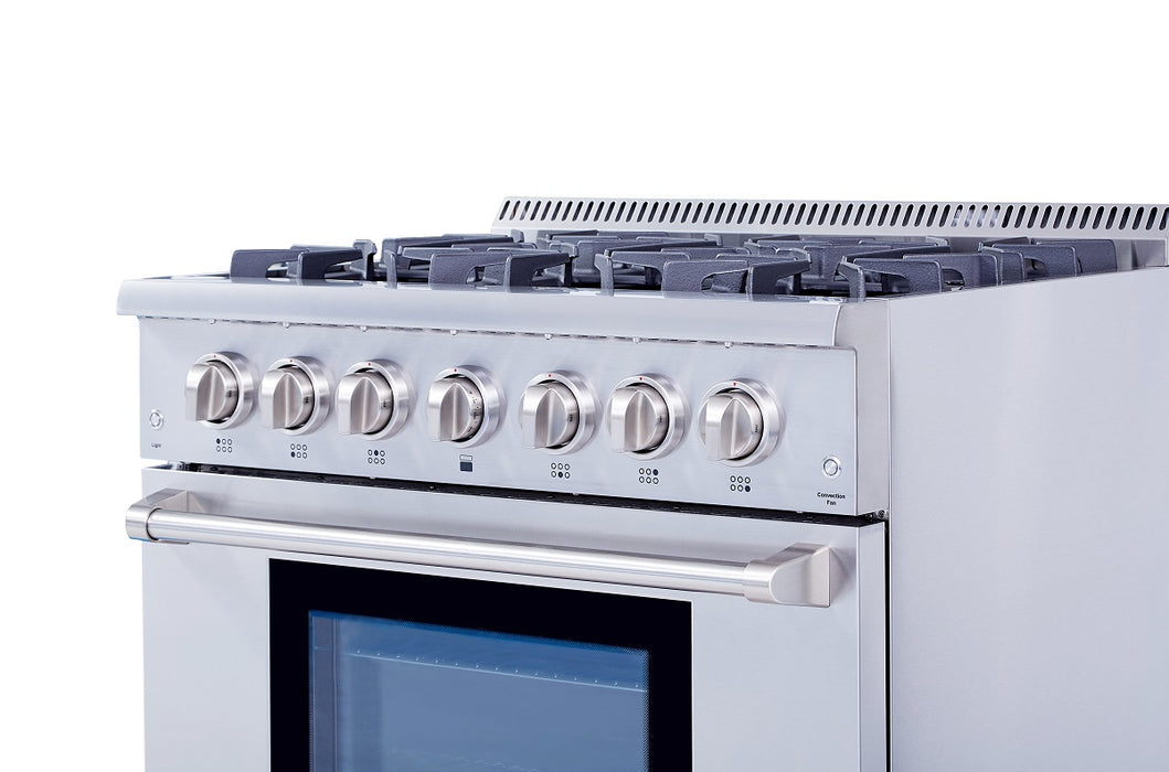 36 Inch Professional Oven Dual Fuel Range in Stainless Steel