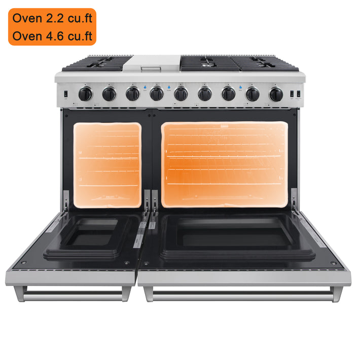 Thor Kitchen 48-in 7 Burners 4.6-cu ft / 2.2-cu ft Convection Oven  Freestanding Liquid Propane Double Oven Gas Range (Stainless Steel) in the  Double Oven Gas Ranges department at
