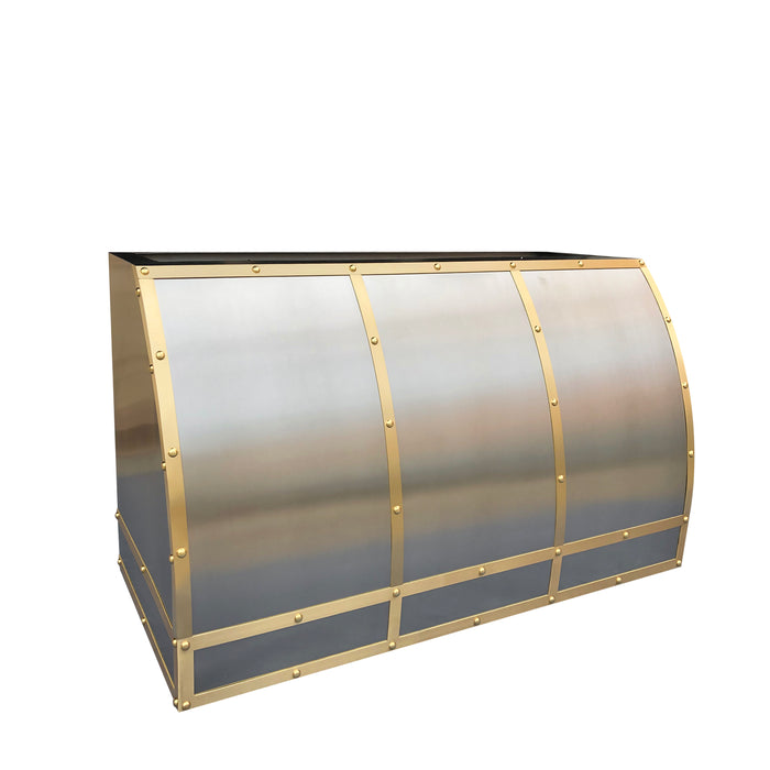 Barrel Shaped Stainless Steel Custom Kitchen Hoods with Brass Strape SH9-5TRB