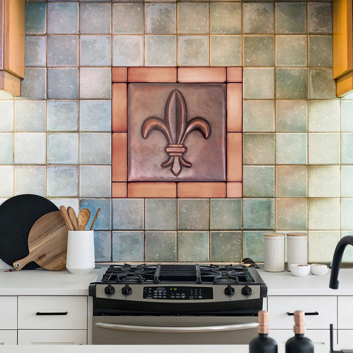 Customizable Fleur Copper Tile for Kitchen Backsplash Fireplace Room Decor
