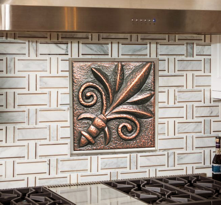 Geometrical Pattern Copper Kitchen Countertop Backsplash