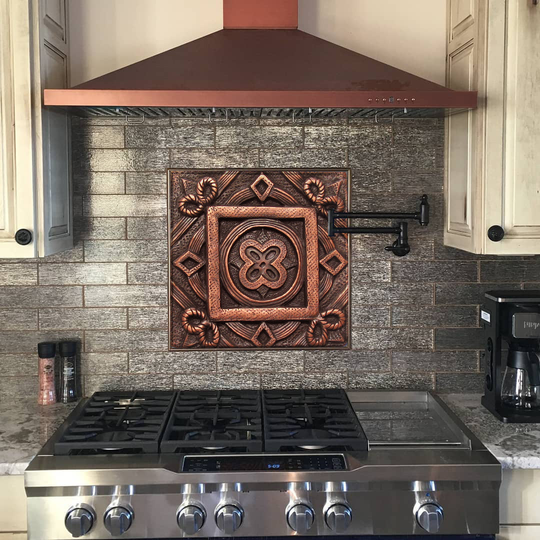 Handmade Geometrical Copper Backsplash Tile for Kitchen — Rangehoodmaster