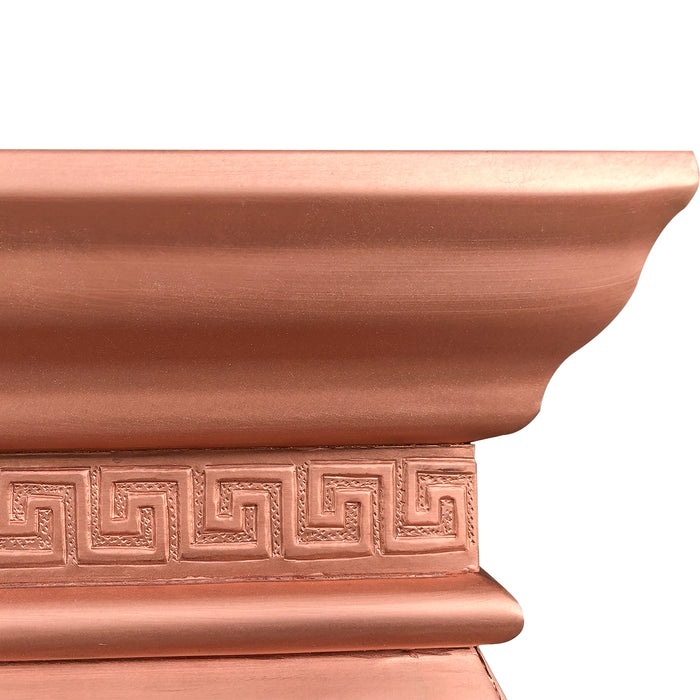 custom copper range hood with vertical smooth bars