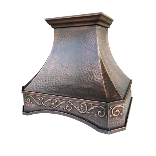 Antique Copper Custom Sweep Range Hood with Arch