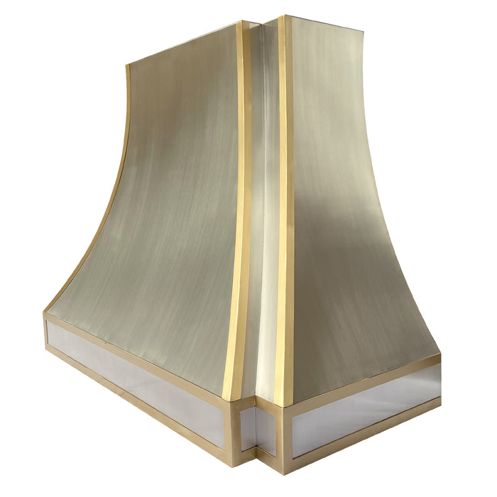 New Curved Stainless Steel Custom Range Hood with Brass Straps for Kitchen SH33-C5BRJ
