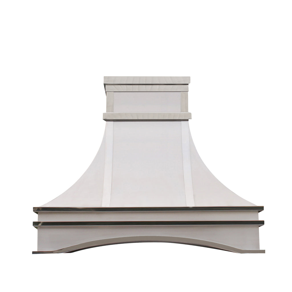 White Wood Range Hood Curved Front With Decorative Molding 30 36