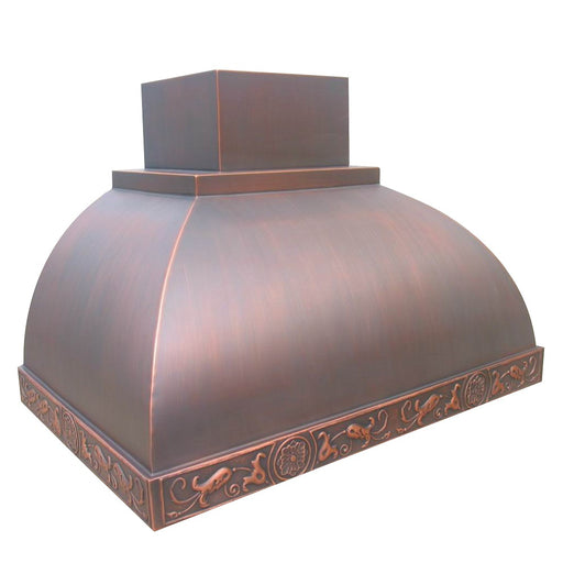 Dome Shaped Medium Patina Custom Copper Range Hood