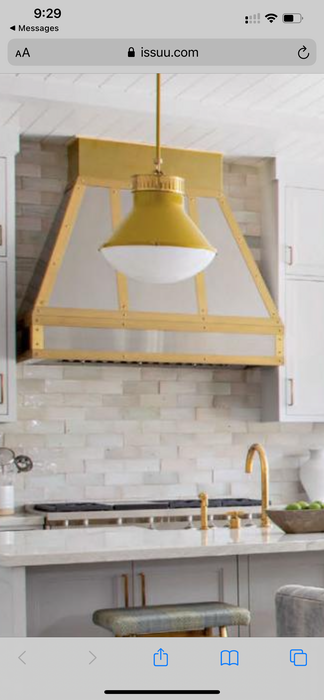 Tapered Stainless Steel Handcraft Kitchen Hood with Brass Straps&Rivets for Trish