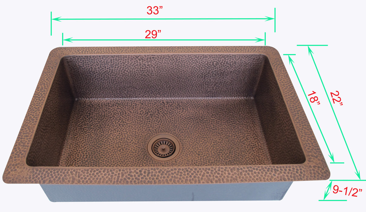 Copper Undermount Sink Single Bowl  (In-Stock)