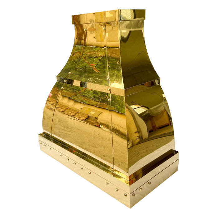 Polished Brass Gold Curved Stainless Steel Range Hood 48''W x 51''H x 24''D SH12TRM-B (In Stock)