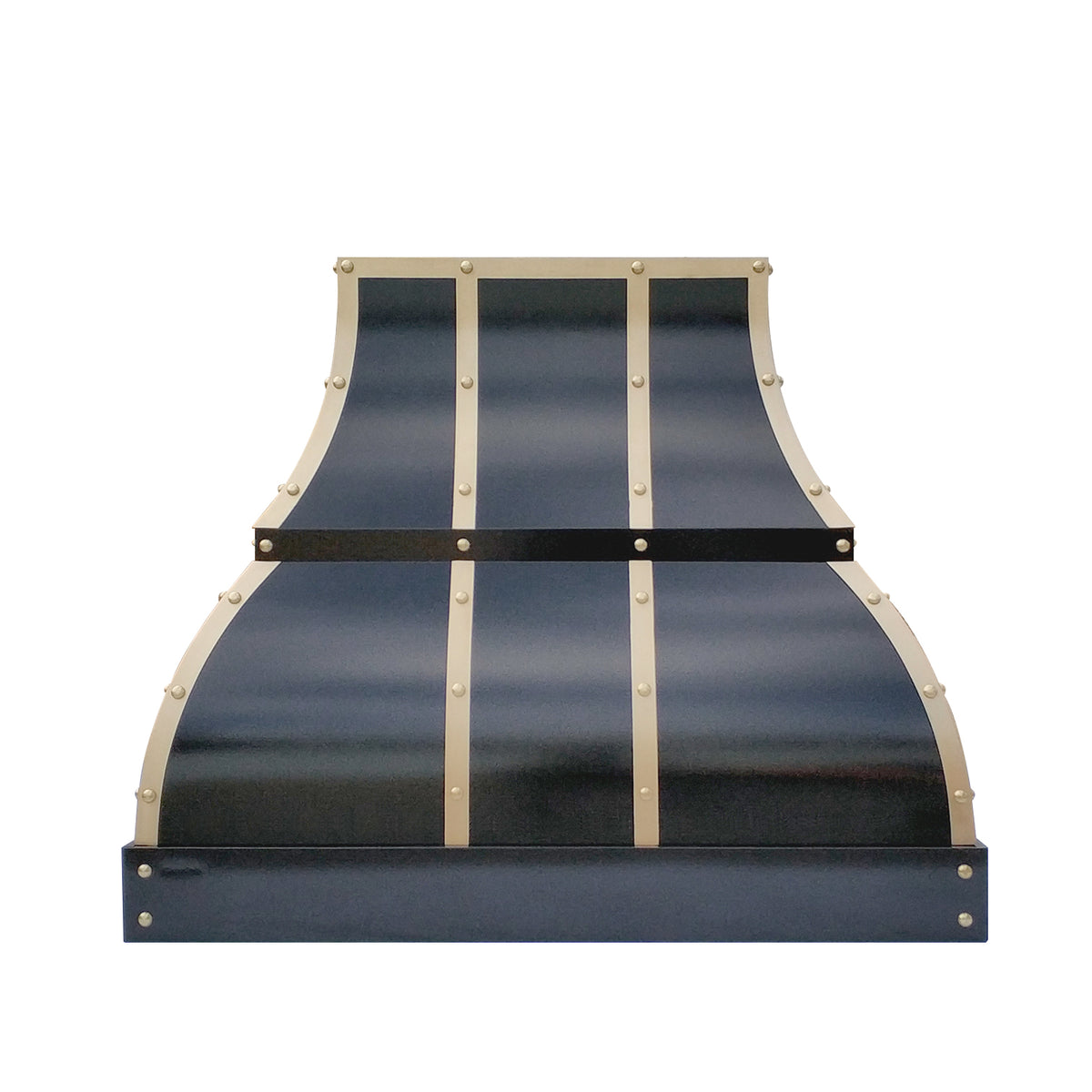 Buy Hand Crafted #32 Black Range Hood With Brass And Stainless Steel  Straps, made to order from Reception Counter Solutions