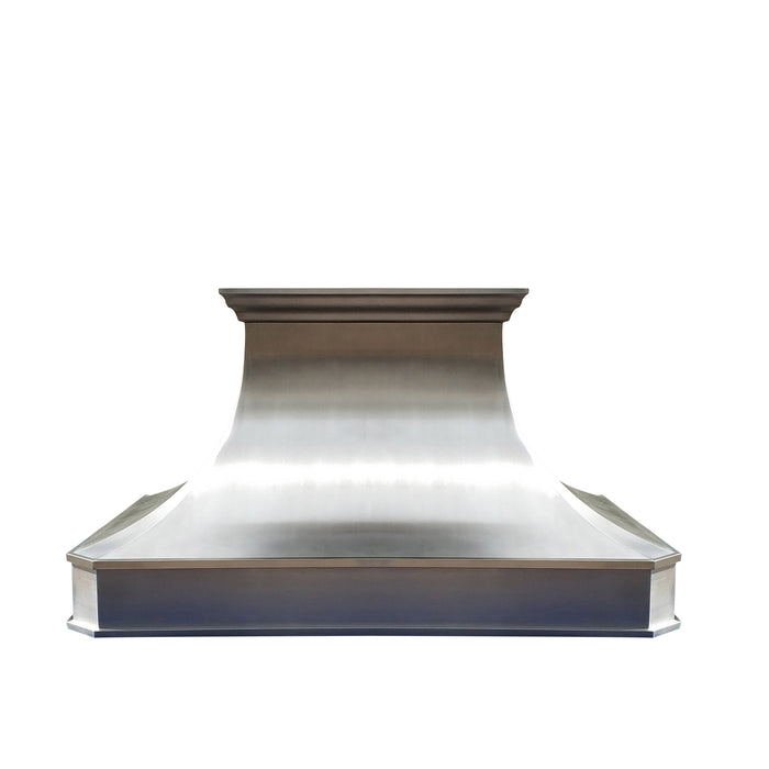 Sweep White Stainless Steel Custom Range Hood with Brass Bands SH3-C-2 —  Rangehoodmaster