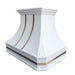 Sweep White Stainless Steel Custom Range Hood with Brass Bands