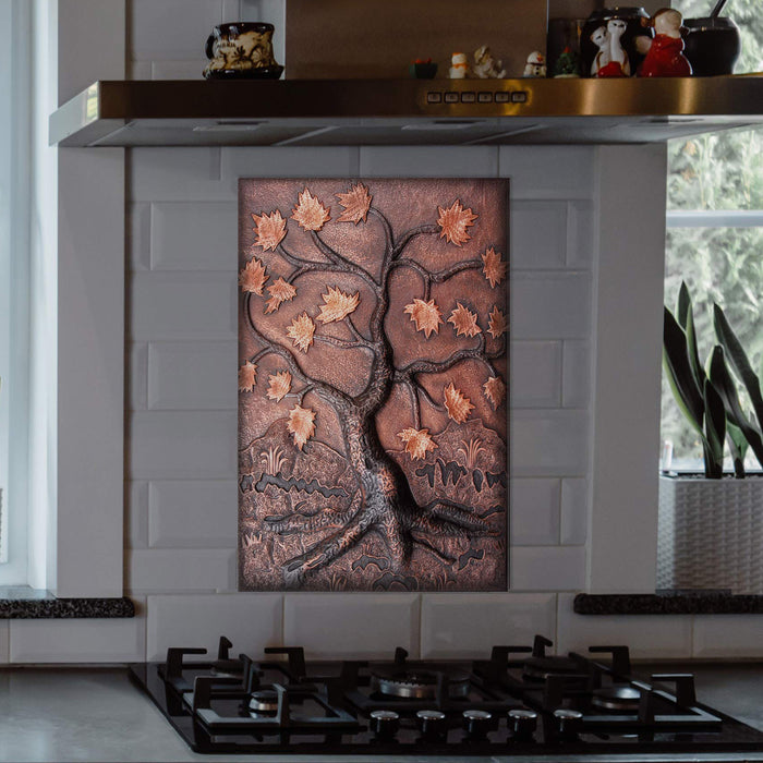 Tree of Life Handmade Copper Backsplash Custom Totem Tile for Kitchen Wall Art Home Decor