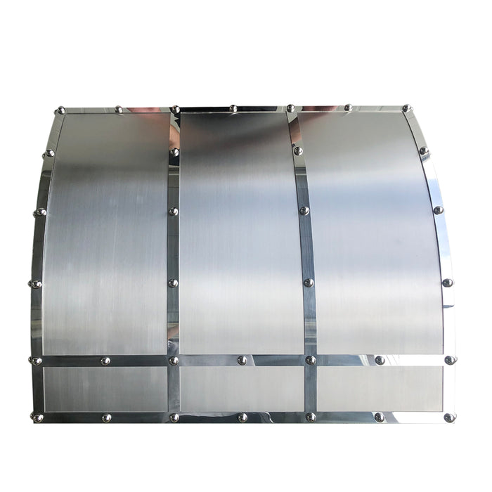 Barrel Shaped Custom Stainless Steel Kitchen Hood with Mirror Bands SH9-4TRS