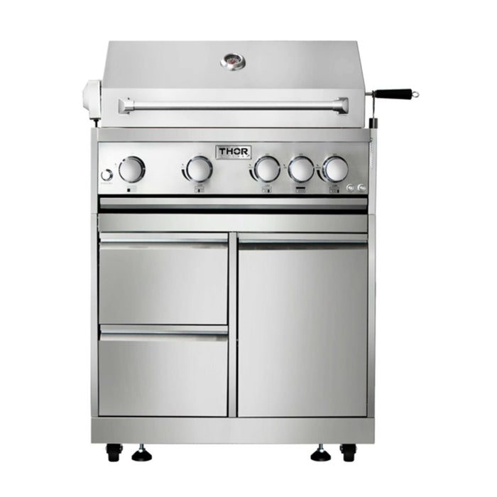 6-Piece Outdoor Kitchen Package,32 in. Built in Gas Propane Grill, Grill Cabinet, Kitchen Sink, 24 in. Undercounter Refrigerator, Fridge Cabinet, Pizza Oven in Stainless Steel