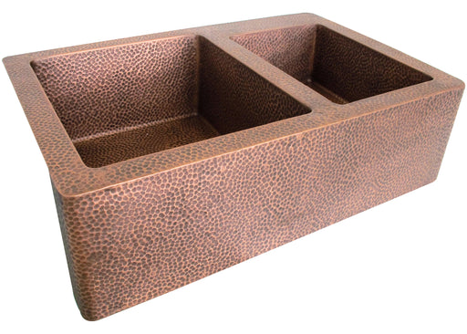 Copper Kitchen Sink Double Bowl 70/30 Offset 33" x 22" x 9-1/2" (In-Stock) Copper Tailor