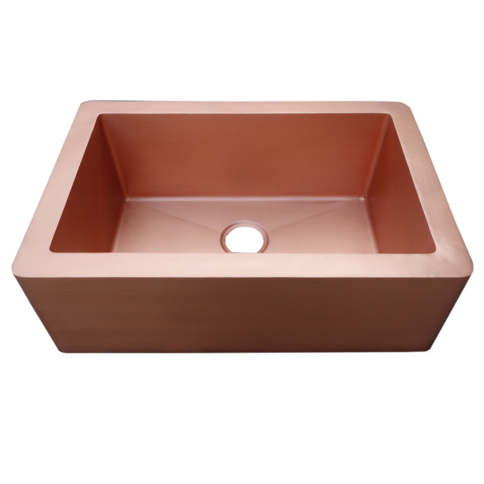 Copper Apron-Front Kitchen Sink Single Bowl, Penny, Smooth
