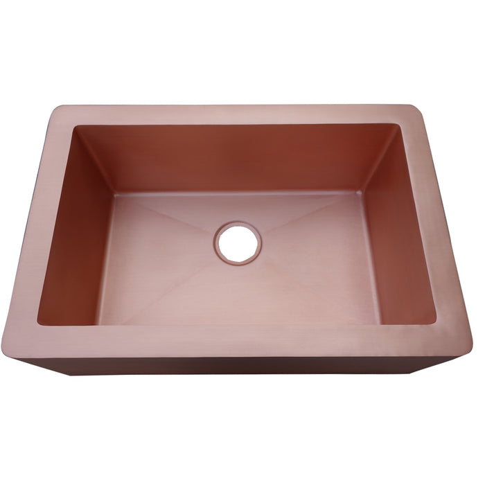 Copper Apron-Front Kitchen Sink Single Bowl, Penny, Smooth