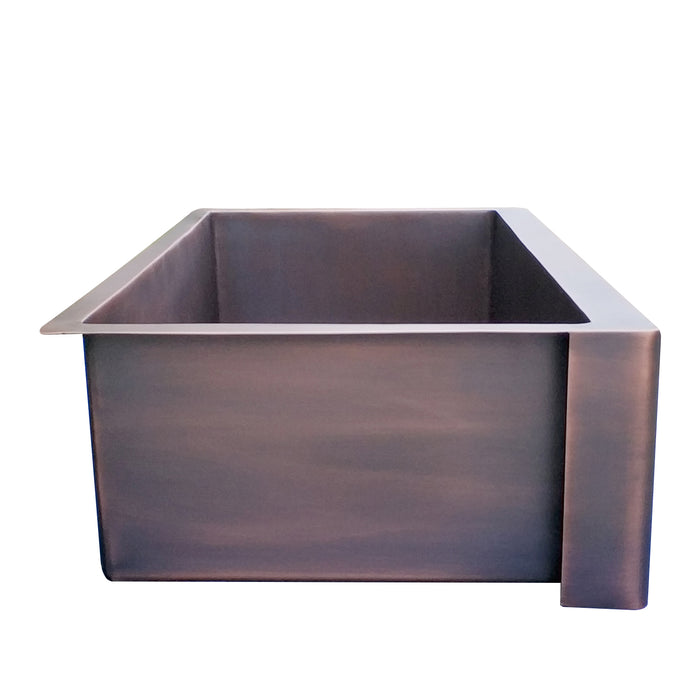 Copper Apron-Front Kitchen Sink Single Bowl, Medium, Smooth, Grapevines Design