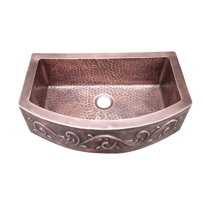 Single Bowl Copper Rounded Apron Front Kitchen Sink Copper Tailor