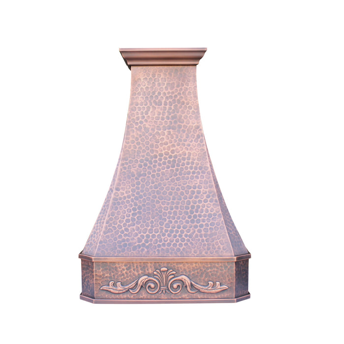 Hammered Custom Copper Range Hood for Tuscan Style Kitchen CT-VH03A-C
