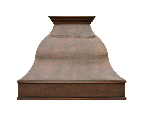 hammered s-curved copper vent hood