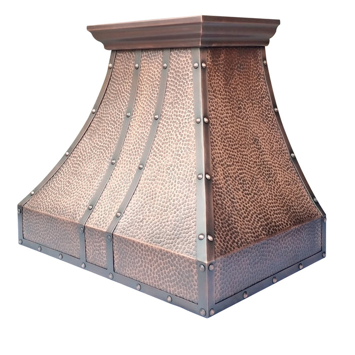 Classic Copper Hood with Iron Straps Rivets Rustic Custom Kitchen for Mary Ann