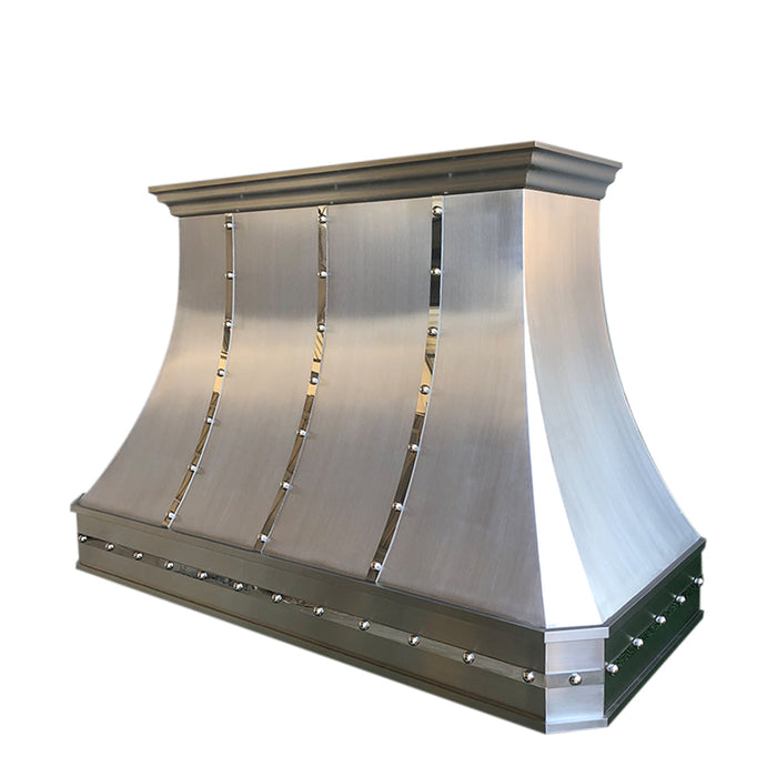 Curved Stainless Steel Custom Range Hood with Crown and Clipped Corner —  Rangehoodmaster