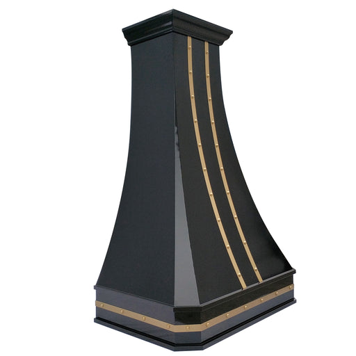Black Stainless Steel Custom Vent Hoods with Brass Straps