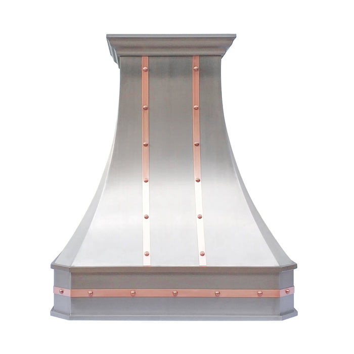 Custom Stainless Steel Range Hood with Copper Straps SH3-C-2MTRM