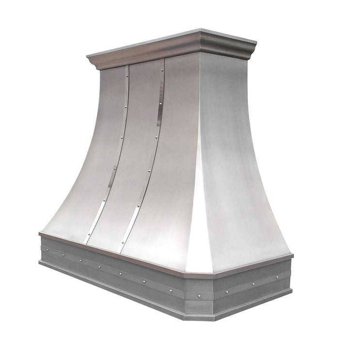 Curved Custom Stainless Steel Range Hood with Mirror Bands for Bernadette