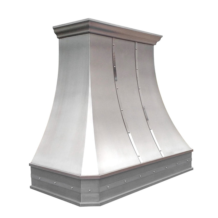 Curved Custom Stainless Steel Range Hood with Mirror Bands for Bill