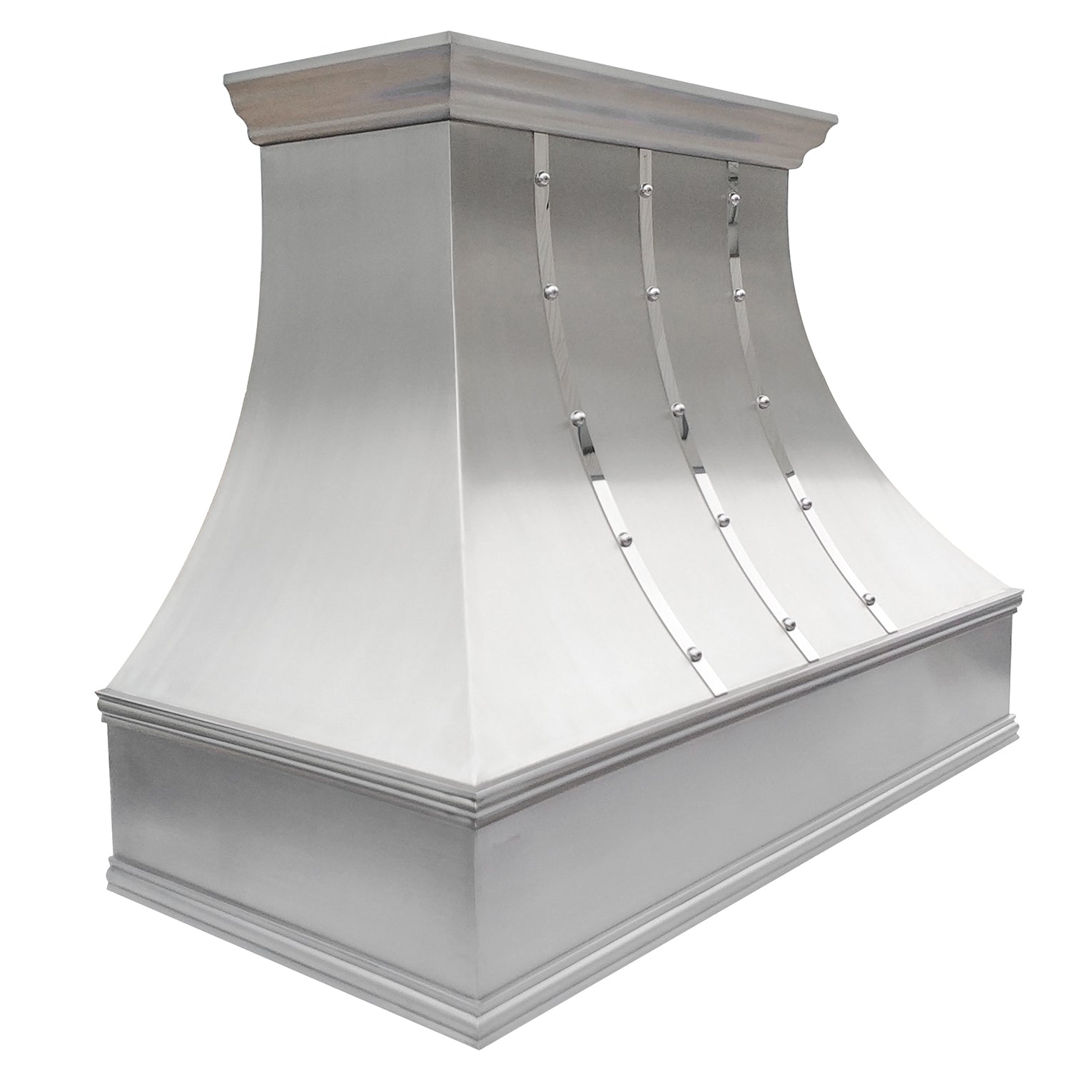 RHM Sweep Custom Stainless Steel Range Hoods with Mirrored Accents SH7