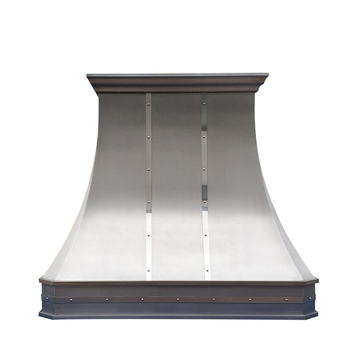 Curved Custom Stainless Steel Range Hood with Mirror Bands for Bill